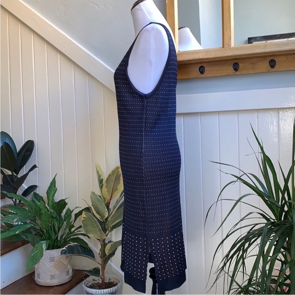rag & bone Abigail Dot Knit Body Conscious V Neck Dress in Navy - Picture 11 of 14